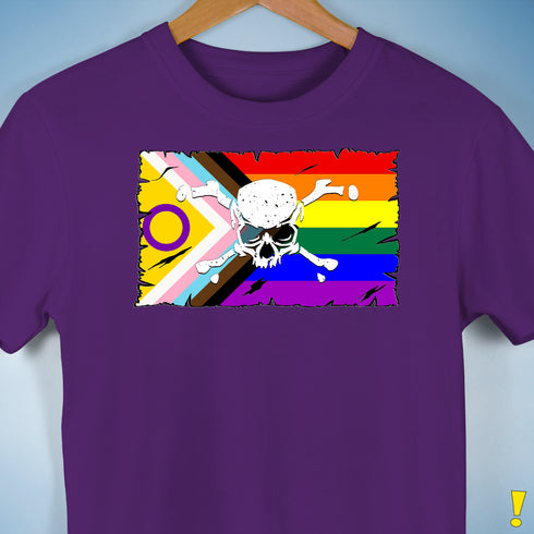 Intersex Inclusive Progress Pride Pirate Flag Premium Unisex T-Shirt - Purple